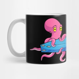 Octopus as Surfer with Surfboard Mug